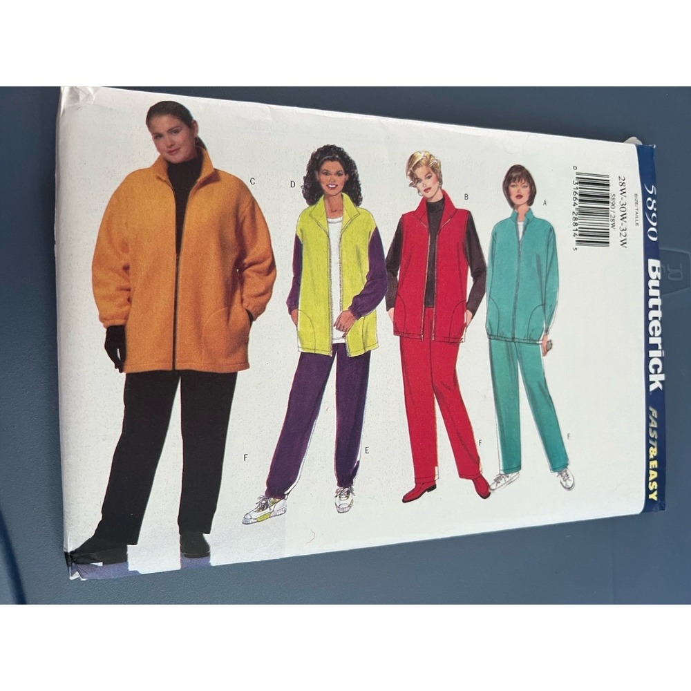 🧵Butterick 5890 Women's/Petite Jacket, Vest & Pants Pattern–Size 28W–32W–UNCUT✂